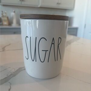 🌿 Rae Dunn Cream Sugar  Canister with Wooden Lid